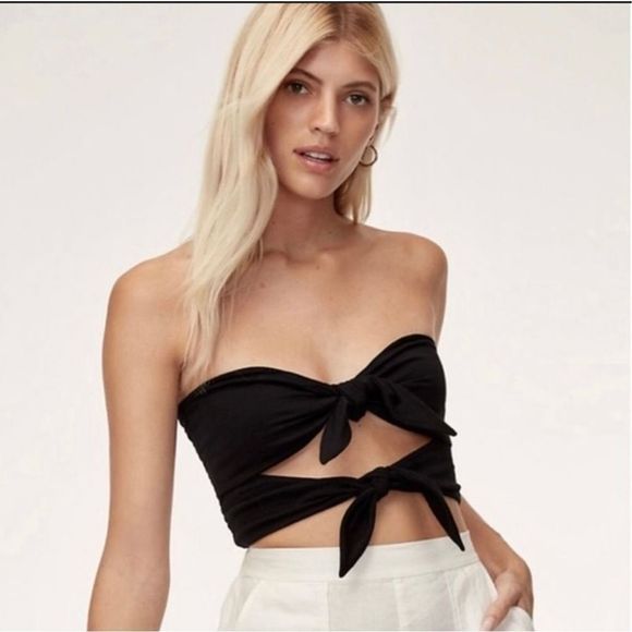 Wilfred Tops - Aritzia Wilfred Double Tie Tube Top - Black - S - Good